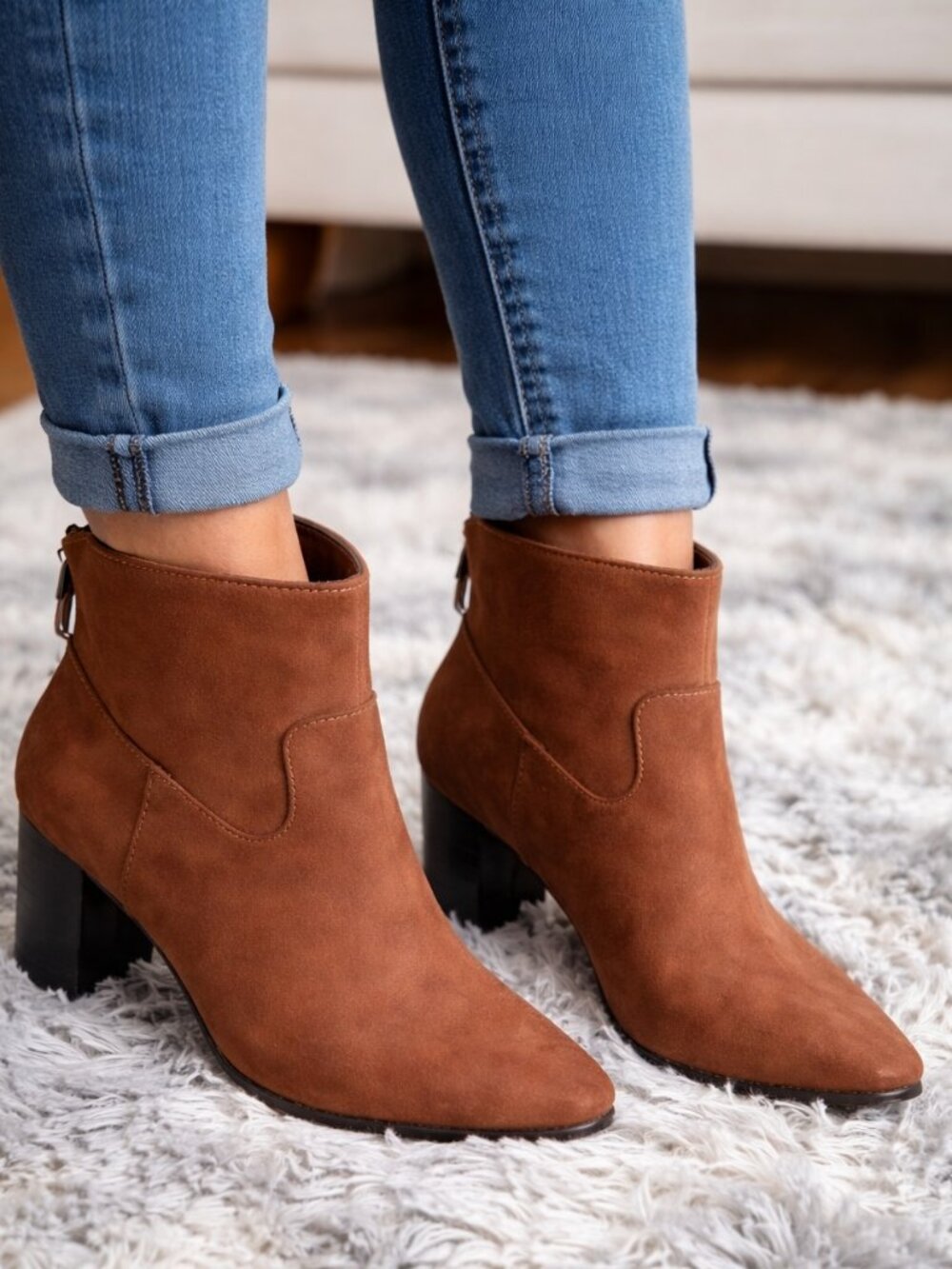 St. John's Bay Womens Marina Stacked Heel Booties Size 7.5